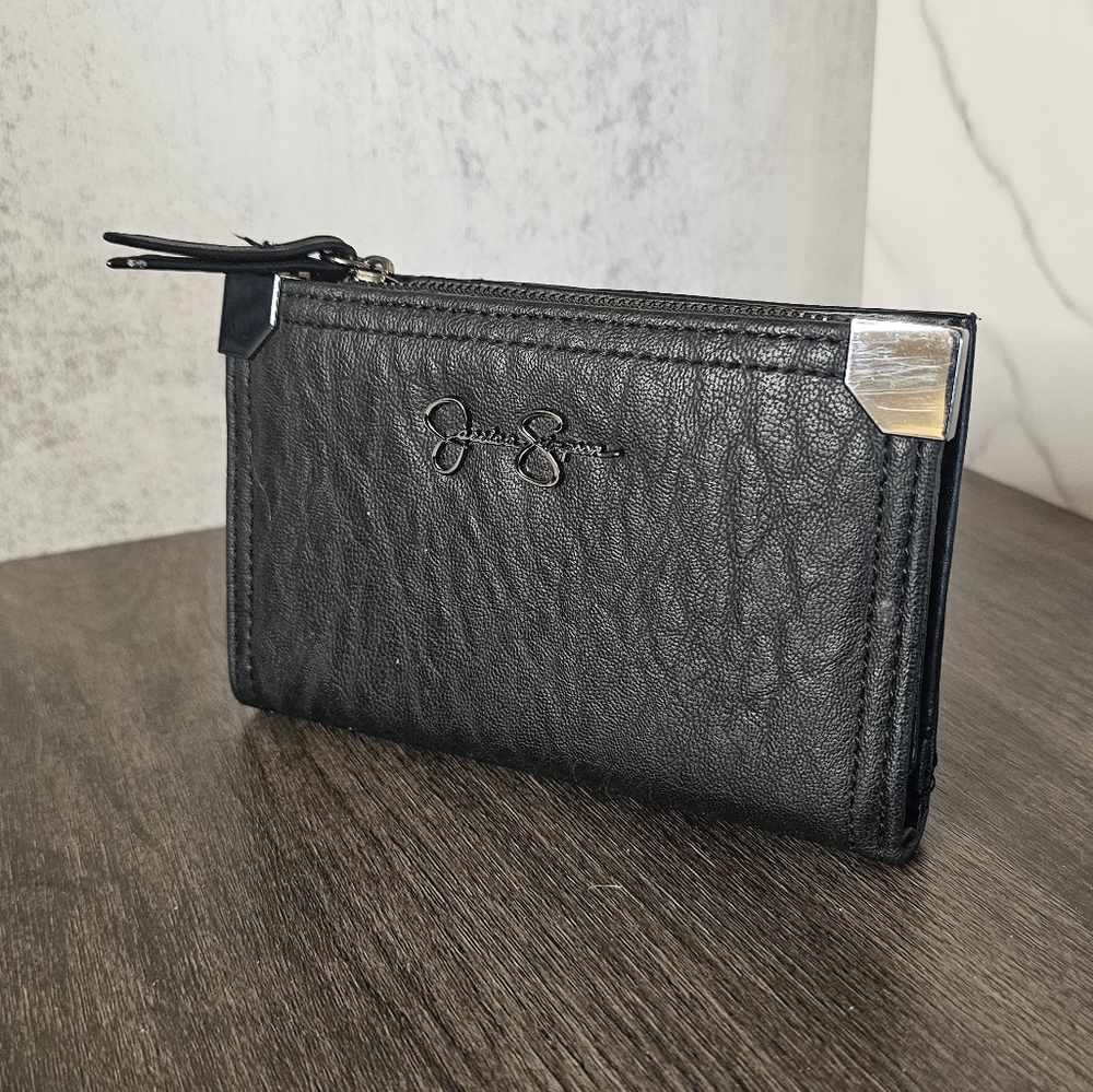 Jessica Simpson - Double Snap Wallet - Black/Leopard Print